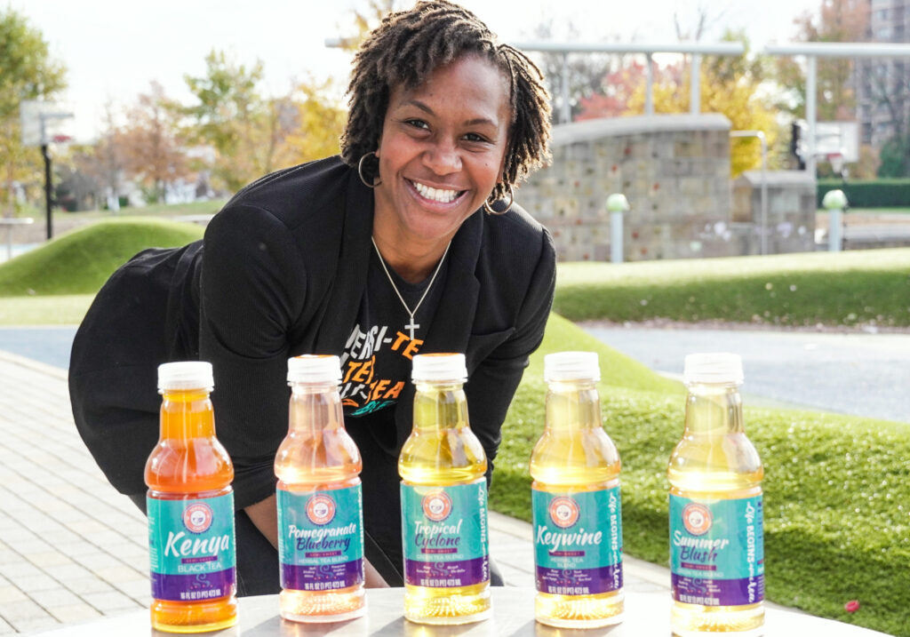 Tamika Catchings, owner of Tea’s Me Cafe, has been working on expanding the cafe’s reach to include bottled teas in local grocery stores since 2019. (Photos provided/Tea’s Me Cafe)