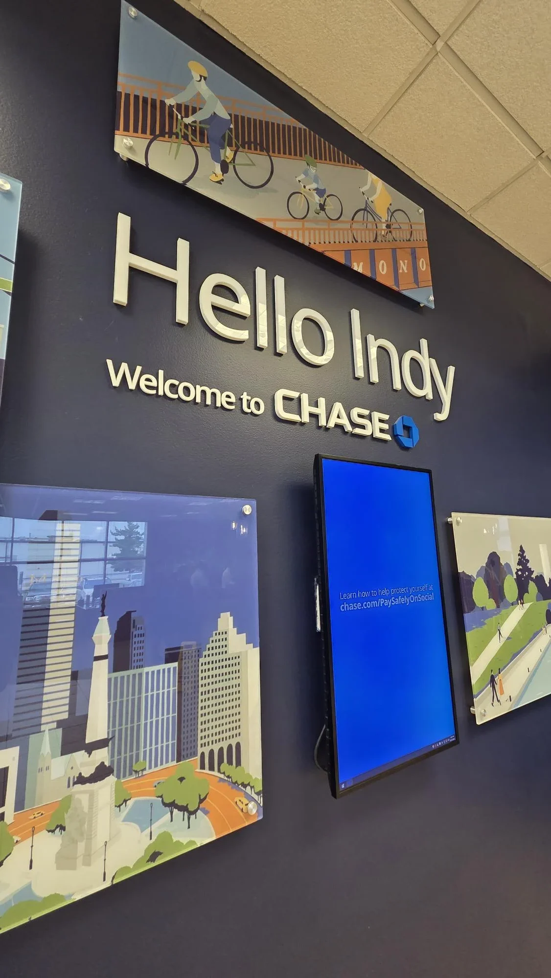 Inside the Chase Bank branch, where the 'coaching for impact' program's graduation was held, on Aug. 21, 2025, near 52nd Street & Georgetown Road, in Indianapolis, Indiana. (Photo provided/Chase Bank)