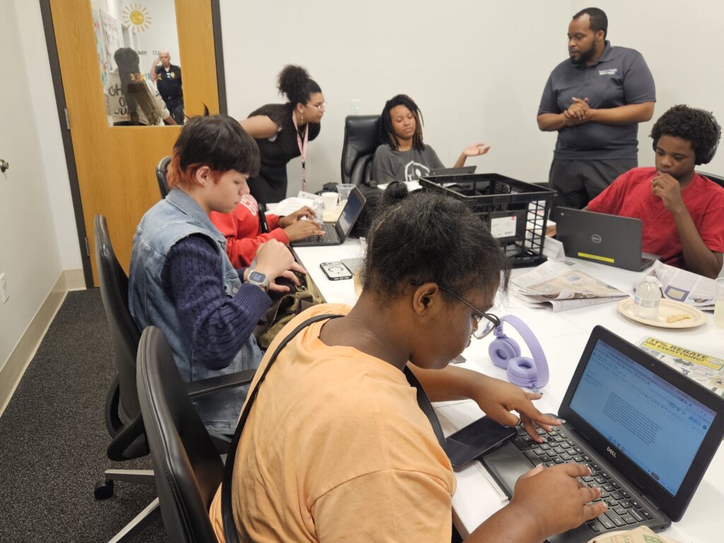 Members of the Indianapolis Recorder Newspaper, including arts & culture reporter Chloe McGowan multimedia & senior sports reporter Noral Parham, during the JAWS fellowship in July of 2026. (Photo via Sparrow Reed Communications)